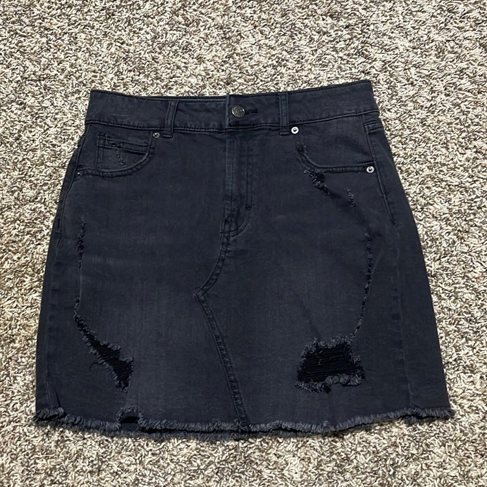 Wild Fable Black Distressed and Frayed Mini Skirt Size 4 EUC